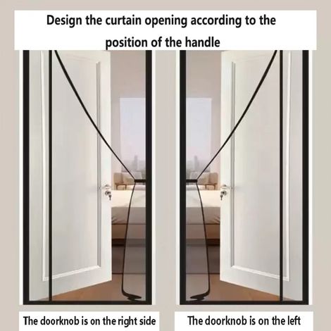 Ouverture Latérale Rideau De Porte Anti-moustiques, Fermeture Automatique Magnétique, Étanchéité Forte, Noir, Largeur 90cm X Hauteur 210cm (1/5)