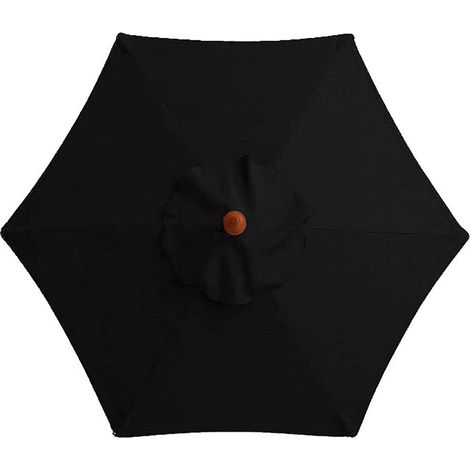 Housse de rechange pour parasol - 6 baleines -Diamètre 2m - Imperméable - Protection UV - Tissu de rechange - noir