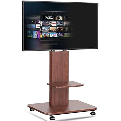 Support TV sur Pied Sol avec roulettes pour 32 à 75 Pouces écran/LCD/LED/Plasma,Chariot TV à Roulette avec Étagère,réglable en Hauteur Peut Supporter jusqu'à 60 kg,VESA 200x200-600X400 mm (1/5)
