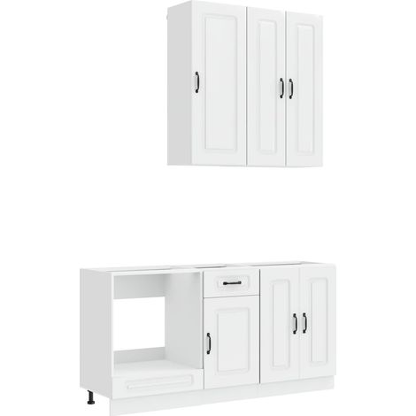 Kitchen Unit KALMAR 5 pcs High Gloss White Engineered Wood vidaXL (1/5)