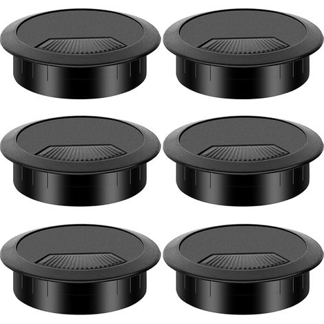 6 x 60mm Black Plastic Desk Grommets (1/5)