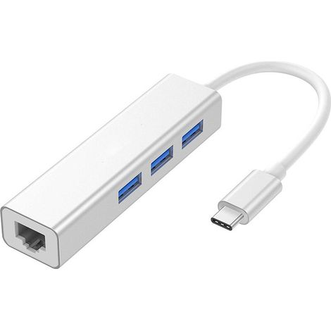 USB-C-auf-Gigabit-Ethernet-Adapter, USB-C auf USB 3.0 10/100/1000 RJ 45 LAN-Netzwerkadapterkabel, unterstützt Windows 8/7/10 Vista (32/64 Bit), XP, MAC, Linux (Silber)