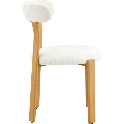 Lot de 2 chaises de salle à manger en tissu bouclette blanc, dossier ergonomique, pieds stables antidérapants, hauteur 79 cm, pour salon et coiffeuse CHICFURN (1/5)