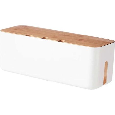 Bois cache câble Management boîtier Fil Junction carte rangement boîtier Hide Wires puissance Strips Bureau Ordinateur Organisateur boîtier blanc (1/5)