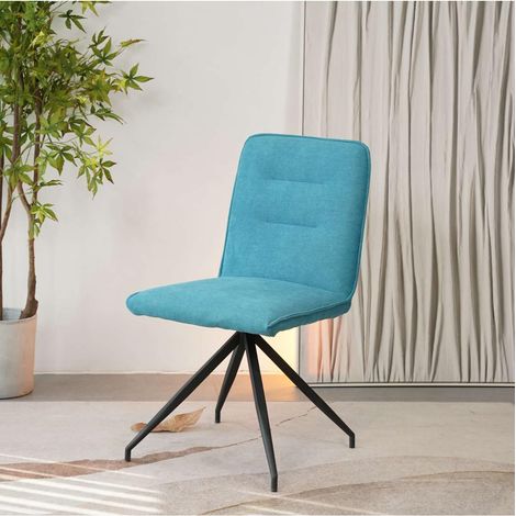 Pack 2 sillas Carol tapizado en tela terciopelo azul turquesa, 88cm(alto) 48cm(ancho) 59.5cm(largo) (1/5)