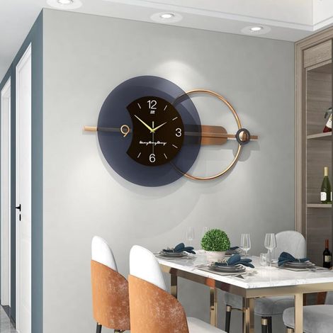 Horloge murale moderne et élégante, noire, au style « luxe discret », adaptée au salon ou à l'entrée, 80 x 38 cm. (1/3)