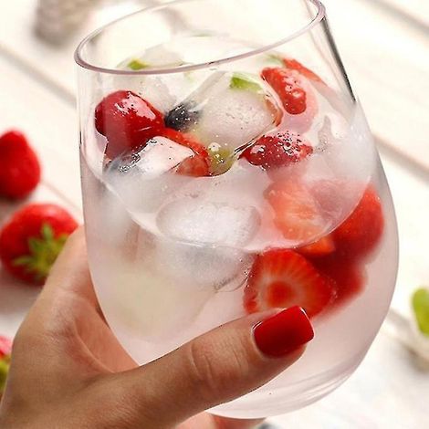 Lot de 4 verres à vin incassables en plastique résistant aux chocs, réutilisables et sûrs.