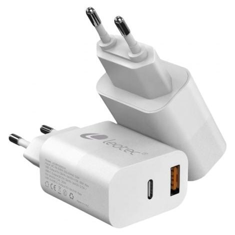 Cargador de Pared Leotec LECSPH20W2W2/ 1xUSB Tipo-C/ 1xUSB/ 20W