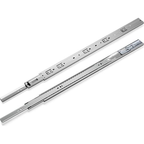 Randaco Guías para cajones 45 kg, 3 partes, acero laminado en frío, guía telescópica, para cocina, baño y oficina 1 par 650mm (1/5)