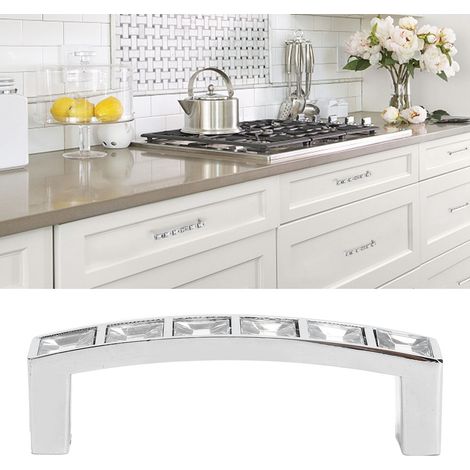 Poignée de porte de meuble moderne et simple en cristal, motif diamants, double trou, tirette de tiroir (1/5)