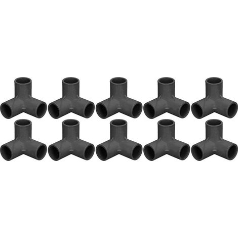 Raccords en PVC à 3 Voies 10 Pièces Raccords Coudés d'angle en T Durables Connecteur de Tuyau en PVC pour Conduites d'eau Meubles Serres et Tentes Diamètre Intérieur 25 Mm (1/5)