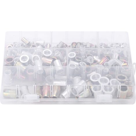 300-teiliges Nietmuttern-Set mit Gewindeeinsätzen aus Kohlenstoffstahl, Sortiment mit 6 Spezifikationen (1/5)