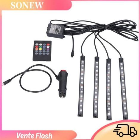 Bande Lumineuse LED - Éclairage Intérieur Voiture - Reconnaissance Musicale - Télécommande Incluse - 48 LED 5050SMD - 12 V - IP65 - 1 Pièce (1/5)