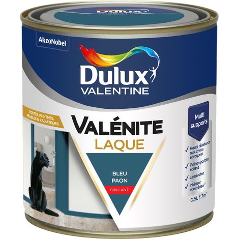[PROMO] Dulux Valentine Peinture Laque Valénite Intérieur et Extérieur Multi-supports - Finition parfaite et lisse, Haute Résistance - Brillant Bleu Paon 0,5 L (1/5)