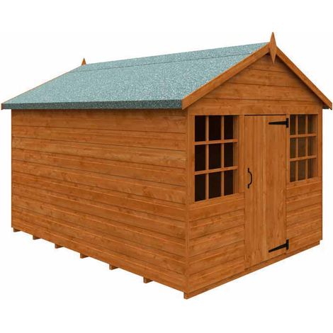 8 x 6 Feet Wendyhouse 12mm Shed - Solid Wood/Softwood/Pine - L235 x W175 x H172.4 cm - Burnt Orange