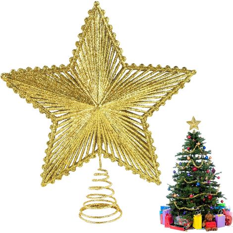 Étoile Sapin Noël Or, Noël Arbre Topper, Topper Sapin, Cimier Sapin de Noël, Decoration Sapin Noel Étoile, Décoration arbre de Noël (1/5)