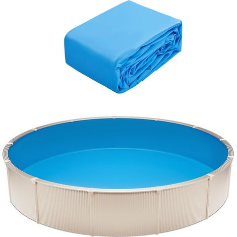 Revêtement de Piscine Ronde, 550x147 cm, Doublure Style Chevauchement Vinyle Calibre Standard, Résiste à l'Usure, Rétention d'Eau, pour Piscines Hors Sol à Parois de Hauteur 132 cm, Couleur Unie (1/5)
