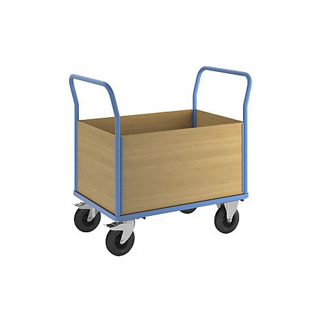 eurokraft pro  Carrello a pianale con sponde in legno  con 4