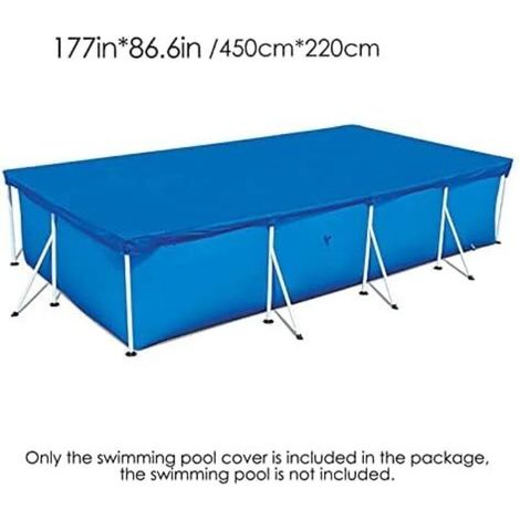 Bâche Piscine Rectangulaire Imperméable, Résistante aux UV pour Piscine Familiale Gonflable 450x220cm (1/4)