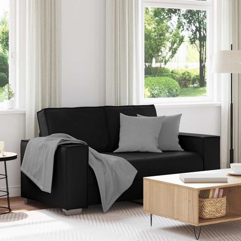Canapé 2 places en simili cuir noir, cadre métal et contreplaqué, 160 x 78 x 84 cm - PANGIVO (1/5)