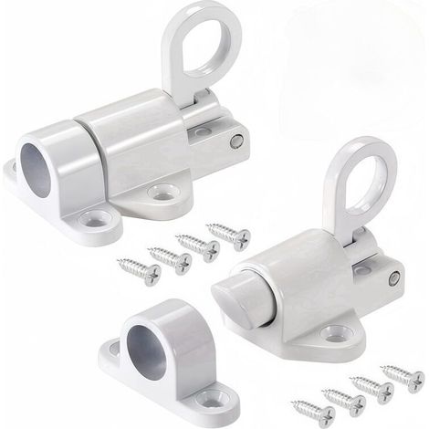 2 Pièces Verrou Porte à Rebond Loquet Porte en Alliage D'aluminium avec Vis Verrou à Ressort de Sécurité, Automatique Verrou Porte pour Portes en Bois Fenêtres Portes de Placard (Blanc)