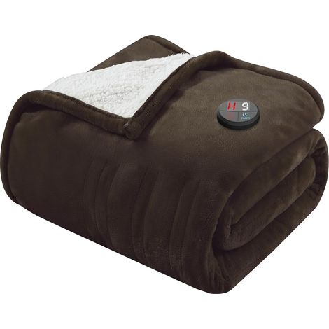 Couverture Chauffante 130x180cm Une Touche Plaid Chauffant Brun (1/5)