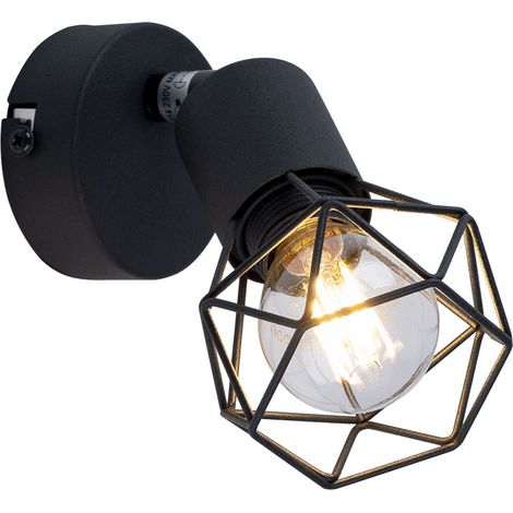 Wand Spot Leuchte Fernbedienung Strahler Käfig Gitter Lampe dimmbar schwarz verstellbar im Set inkl. RGB LED Leuchtmittel