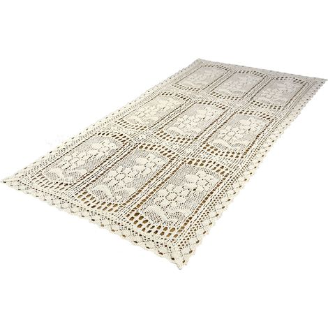 Runner da tavola in pizzo beige naturale 60x120 Runner da tavola all'uncinetto COTONE (1/5)