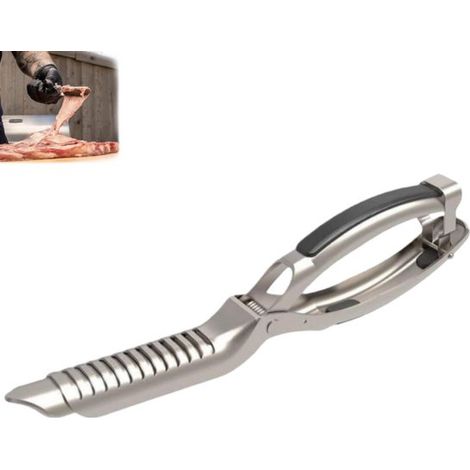 Pelle per costine - Pelle per costine da barbecue in acciaio inox - Utensile da cucina per amanti del barbecue e chef - 18 x 1,5 x 5 cm - Argento (1/5)