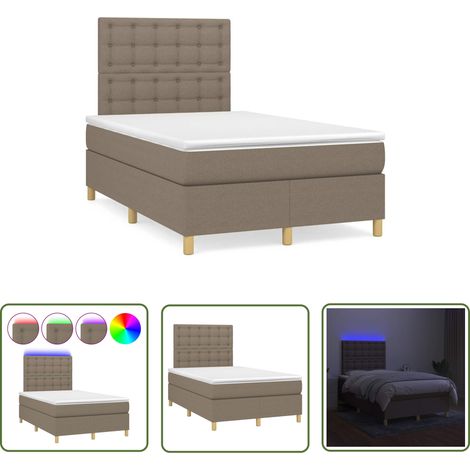 The Living Store Boxspringbett mit Matratze & LED Taupe 120x190 cm Stoff - Boxspringbett - Betten - Schlafräume - Doppelbett - Liegefläche 120x190 Cm (1/5)