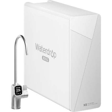 Waterdrop X8 Système d'Osmose Inverse, NSF/ANSI 58&372 Certifié, 800 GPD Filtre à Eau à Osmose Inverse sans Réservoir, 9 Étapes Système de Filtration d'Eau par Osmose Inverse, 2:1 Pure à l'Égout
