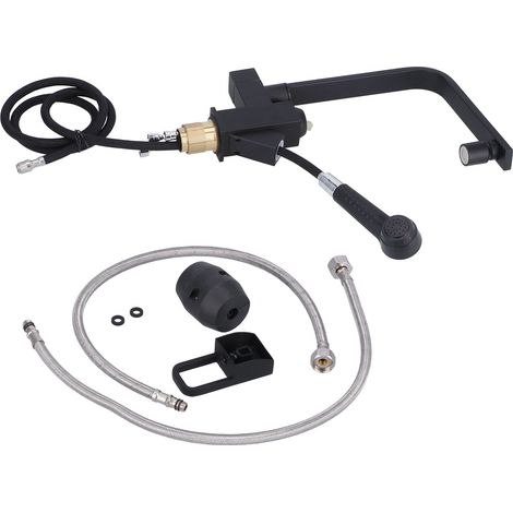 Robinet de cuisine G1/2 à douchette extractible pour évier (eau chaude et froide), robinet anti-éclaboussures, double sortie rotative, modèle extractible universel, noir. (1/5)