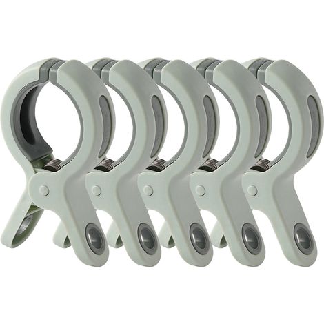 5 pinces à linge en plastique solide pour séchage de couettes, porte-drap, serviette de plage, clips anti-vent pour chaise de plage, lot de 5 (1/5)