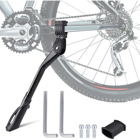 Béquille de vélo, béquille réglable, béquille universelle stable de 61 à 74 cm pour VTT et vélo de route (modèle à trois trous, noir) (1/4)