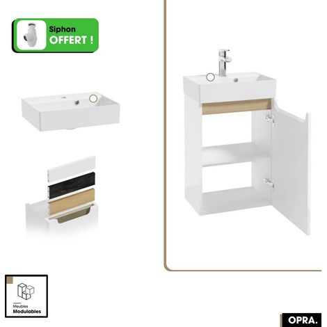 Meuble lave-mains avec vasque - Siphon OFFERT OPRA Blanc 43 x 60 x 30 cm (1/4)