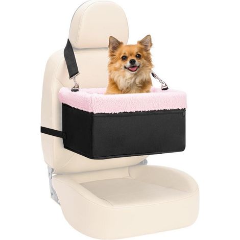 Hunde-Autositz für kleine Hunde bis 10kg, Sitzerhöhung mit Metallrahmen, Schwarz-Rosa (1/5)