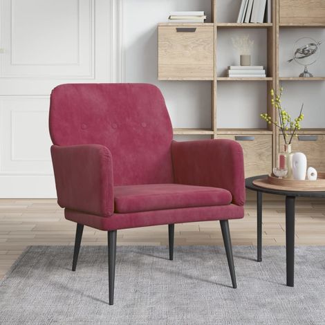 Vidaxl – Fauteuil relax velours rouge bordeaux 62x79x79 cm – Dossier rembourré incliné – Assise profonde pour confort optimal
