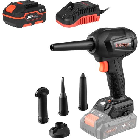 Soplador inalámbrico Dnipro-M Compact 20 V con batería 4 Ah y cargador FC-230, 4 velocidades. DCB-203BC