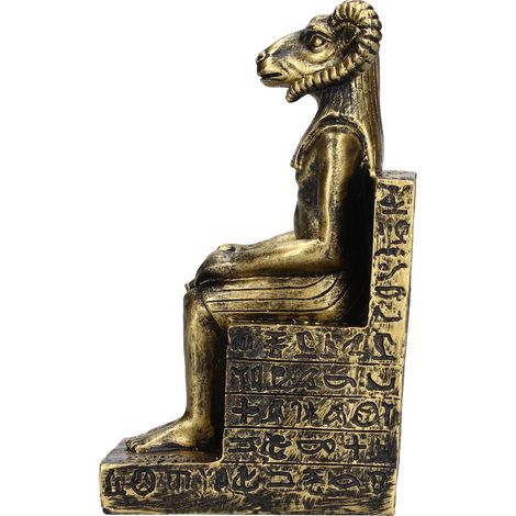 Statuette égyptienne antique en résine dorée, mouton sacré, décoration détaillée pour intérieur, art égyptien durable (SCS-V077-A1) (1/5)