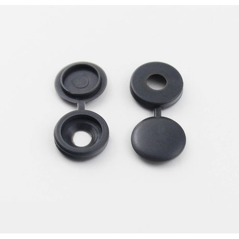 Lot de 100 cache-vis à charnière en plastique pour meubles, armoire, placard (gris foncé) (1/5)