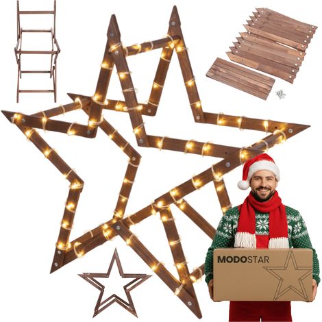 MODO24 MODOSTAR Kit Étoile Noël 3D XXL 114cm Marron FSC