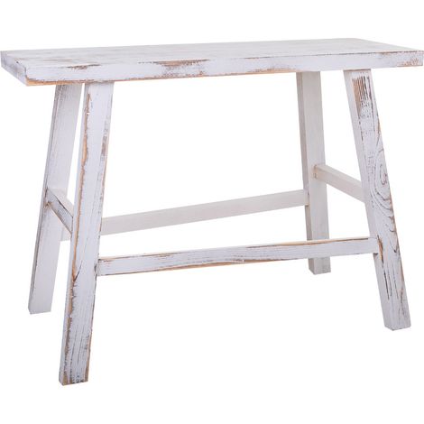 Banqueta de madera blanca 70x25x50h cm