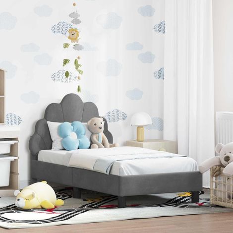 vidaXL Cadre de lit pour tout-petit avec tête de lit Gris foncé