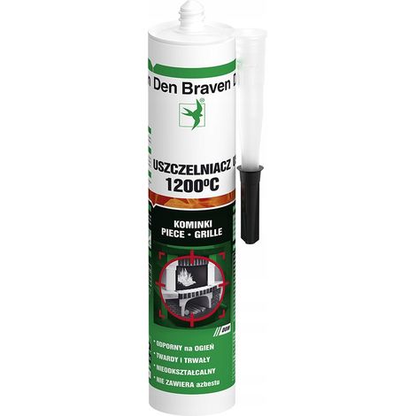 Sellador ignífugo para estufas y chimeneas, negro, 310 ml