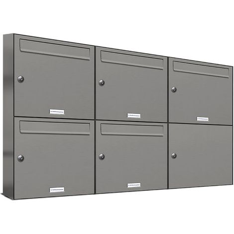 5er Premium Briefkasten Aluminiumgrau RAL Farbe 9007 für Außen Wand Postkasten 3x2 (1/5)