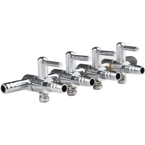 4 voies sortie contrôle de débit d'air vanne de distribution distributeur de cuivre chromé accessoires de pompe séparateur de réservoir de poissons pour aquarium, diamètre de tube de 5mm (1/5)