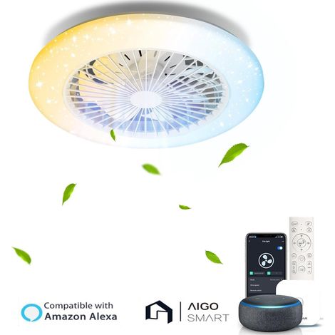 Aigostar Ventilatore Soffitto Smart LED 40W 4400lm CCT 7 Pale Bianco