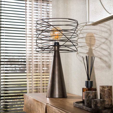 Lampe de table avec abat-jour spirale 30x53 cm en métal brun - SPIRA
