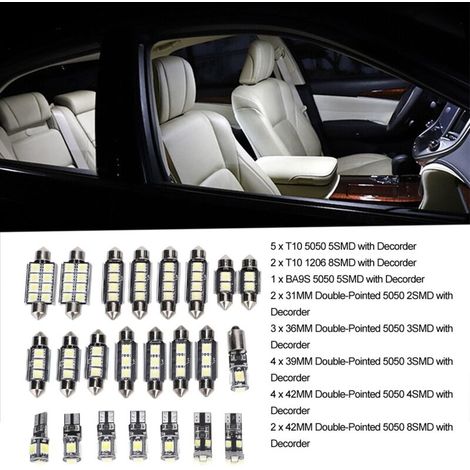 Bombilla LED blanca T10 SMD de 6500K y 150LM, 12V, para luz de lectura de coche (23 unidades) (1/5)