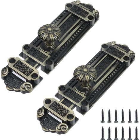 Set aus 2 bronzenen Schiebetürriegeln, Sicherheitsschloss für Tore, antike Riegel für Schiebetüren und Fenster, mit Befestigungsschrauben, Länge 12,7 cm (5 Zoll).